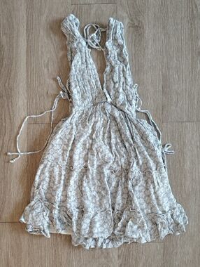 Women's Gray Ruffle Mini Dress - Lightweight Summer Dress